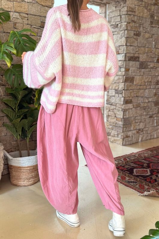 Made in Italy Big Softie Stripe Shortie Knit Blossom